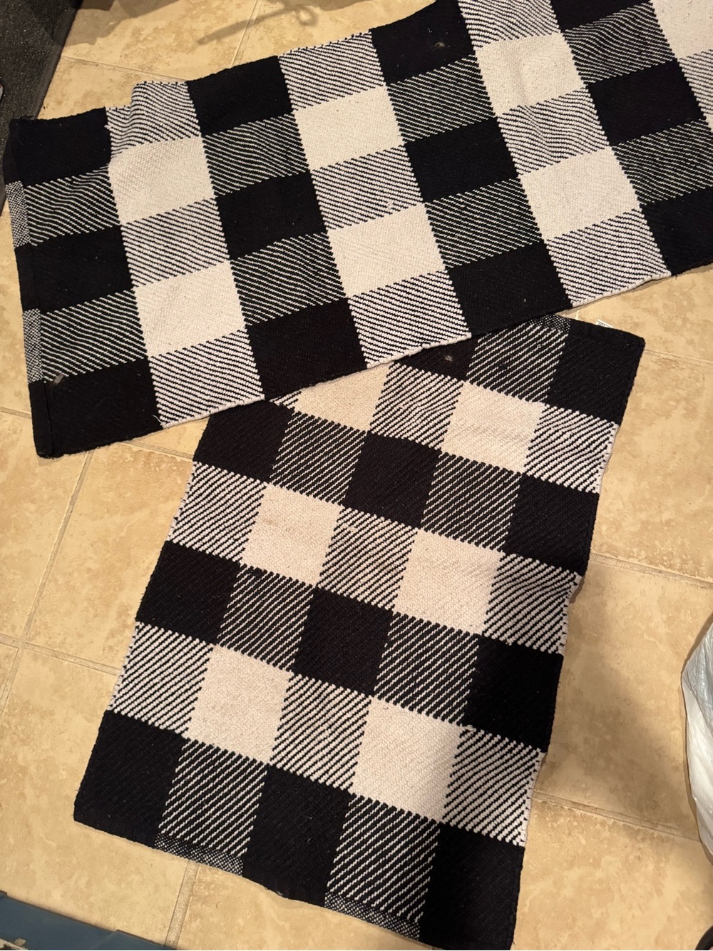 Hobby Lobby Black and White Buffalo Check Runner and Mat Set